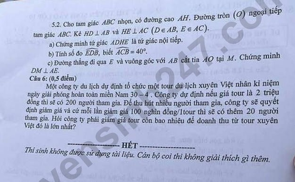 Đề thi và đáp án môn toán thi lớp 10 tỉnh Lai Châu 2025 - 2 Đề thi và đáp án môn toán thi lớp 10 tỉnh Lai Châu 2025 - 2