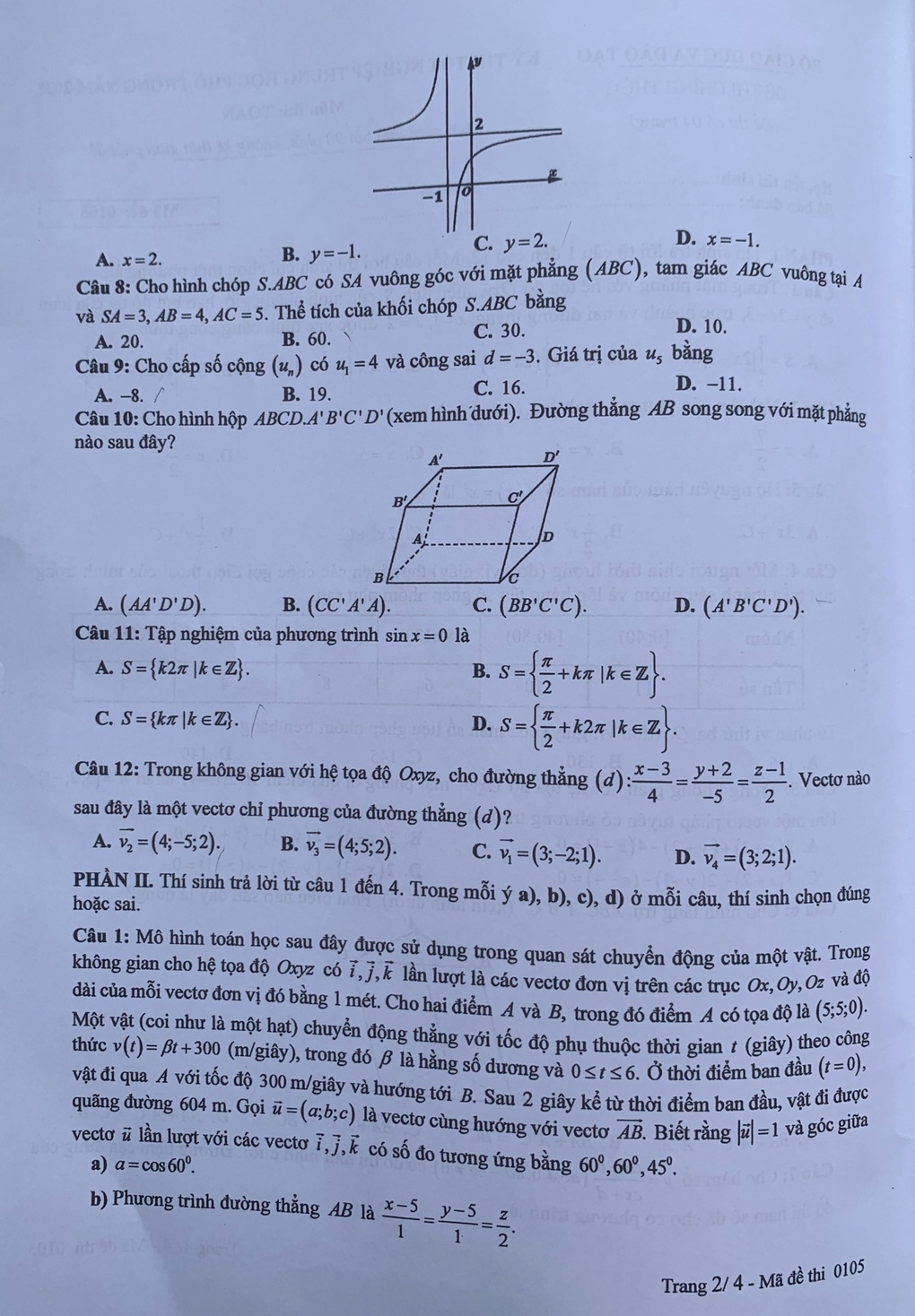 Đề toán thi tốt nghiệp THPT năm 2025 ra hướng mới - 11 Đề toán thi tốt nghiệp THPT năm 2025 ra hướng mới - 11