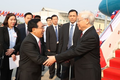 Tổng Bí thư, Chủ tịch nước Nguyễn Phú Trọng bắt đầu thăm hữu nghị chính thức Lào