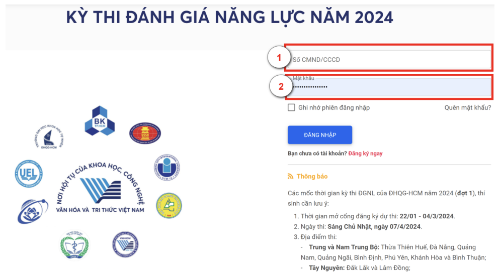 Cách xem điểm thi đánh giá năng lực Đại học Quốc gia TPHCM năm 2024 - 1