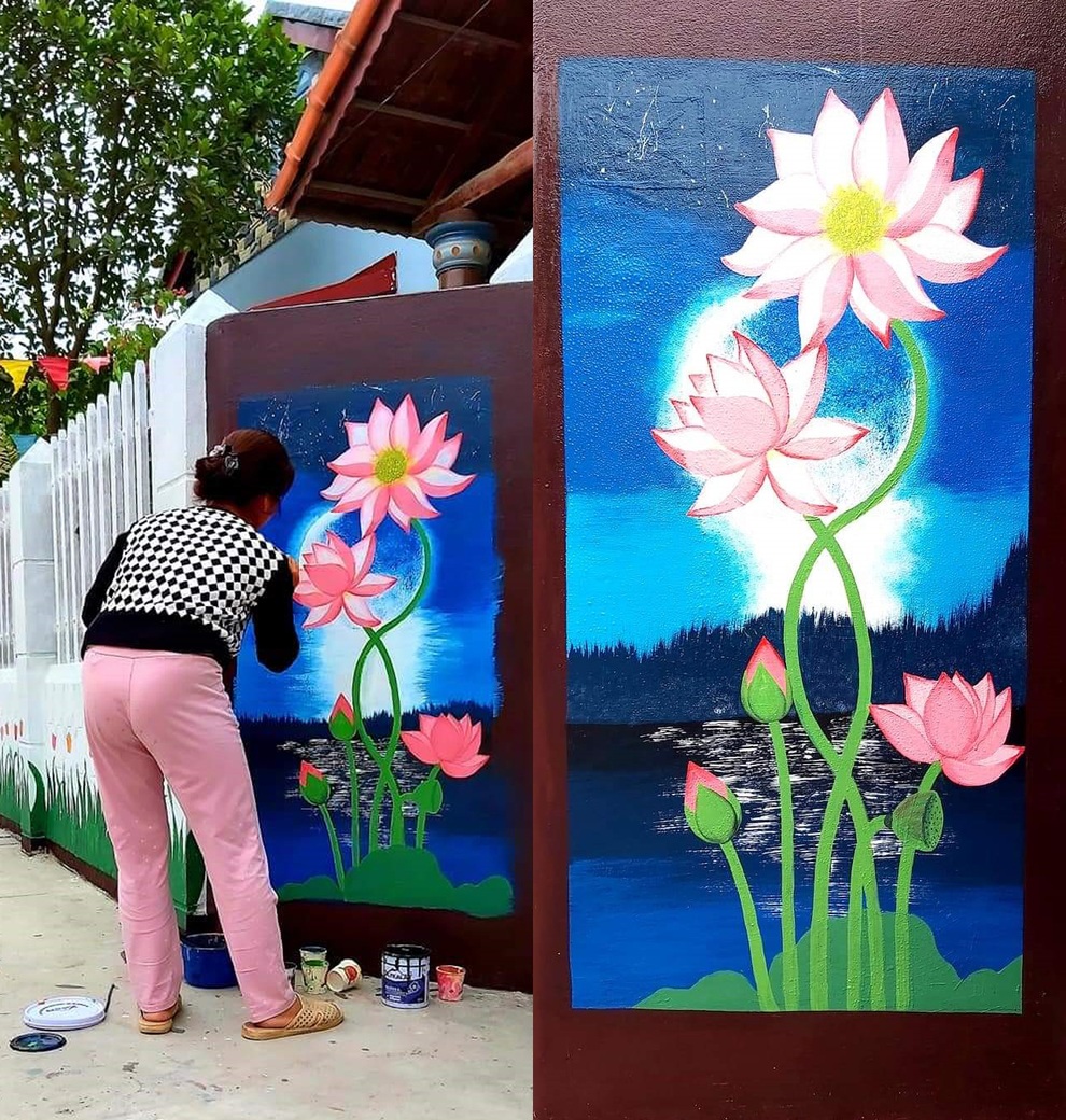 Mẹ đảm ở Vĩnh Phúc biến tường rào cũ kỹ thành loạt tranh vẽ sinh động - 8 Mẹ đảm ở Vĩnh Phúc biến tường rào cũ kỹ thành loạt tranh vẽ sinh động - 8