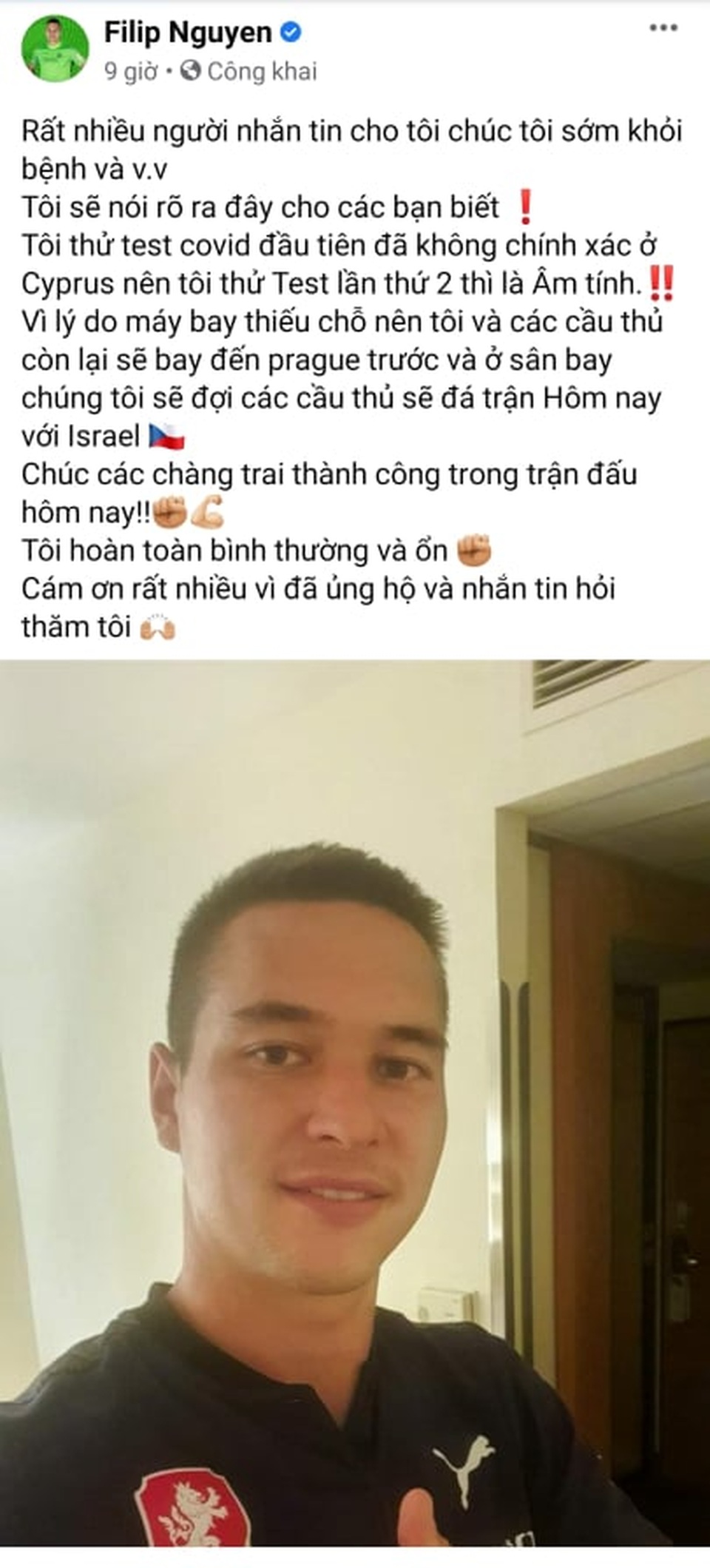 Thực hư chuyện Filip Nguyễn nhiễm Covid-19, bị gạch tên khỏi tuyển CH Czech - 1 Thực hư chuyện Filip Nguyễn nhiễm Covid-19, bị gạch tên khỏi tuyển CH Czech - 1