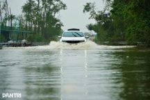 Nhiều tuyến đường ở Hà Tĩnh ngập nước lũ, tài xế ô tô chật vật xoay xở