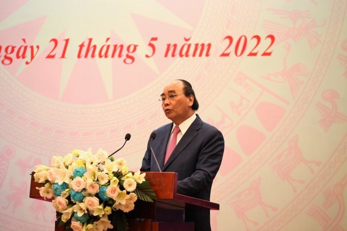 Chủ tịch nước Nguyễn Xuân Phúc phát biểu tại lễ vinh danh. Ảnh: Lê Hồng