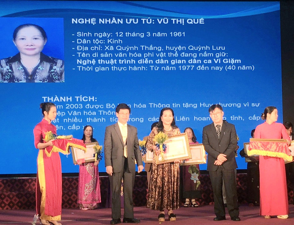 Nghệ An: Tổ chức Lễ trao tặng danh hiệu Nghệ nhân ưu tú cho 26 cá nhân - 2 Nghệ An: Tổ chức Lễ trao tặng danh hiệu Nghệ nhân ưu tú cho 26 cá nhân - 2