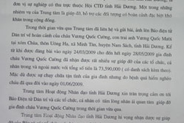 Trung tâm hoạt động nhân đạo tỉnh Hải Dương cám ơn báo Dân trí