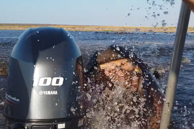 Du khách kinh hãi khi hà mã lao vào tấn công xuồng máy