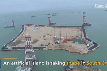 Đảo nhân tạo ở Trung Quốc được xây dựng thần tốc
