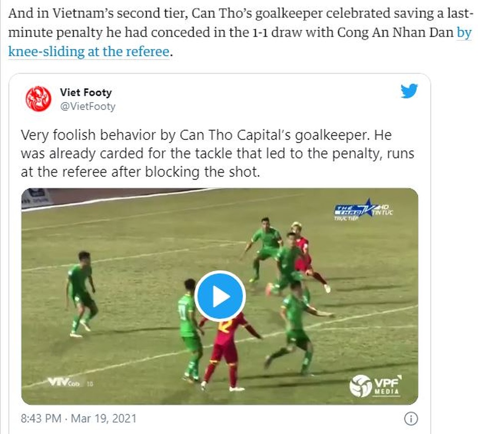 Hình ảnh thủ môn CLB Cần Thơ phát điên lên báo nước ngoài - 2 Hình ảnh thủ môn CLB Cần Thơ phát điên lên báo nước ngoài - 2