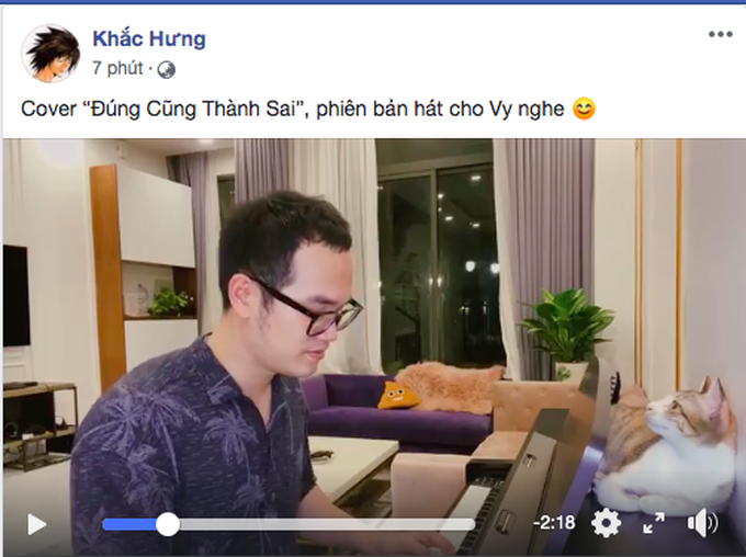 Khắc Hưng cover Đúng Cũng Thành Sai (Mỹ Tâm) nhưng spotlight lại thuộc về phản ứng quá mệt rồi của chú mèo - Ảnh 1. Khắc Hưng cover Đúng Cũng Thành Sai (Mỹ Tâm) nhưng spotlight lại thuộc về phản ứng quá mệt rồi của chú mèo - Ảnh 1.