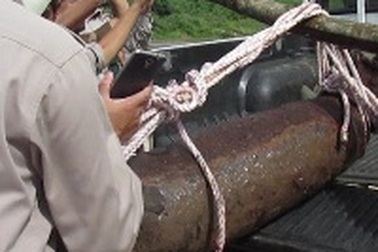 Phát hiện quả bom 250kg khi đánh cá trên sông Sê Pôn