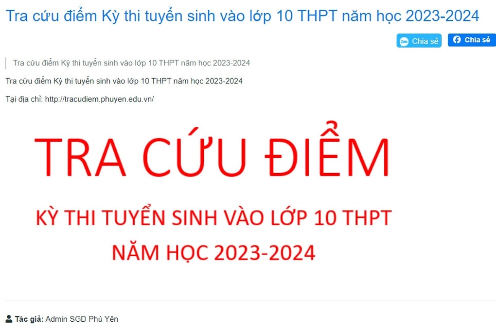 Tỉnh đầu tiên công bố điểm thi vào lớp 10 - 1 Tỉnh đầu tiên công bố điểm thi vào lớp 10 - 1