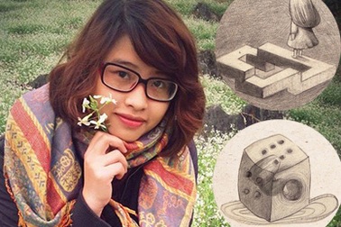 Nữ họa sĩ xinh đẹp vẽ tranh trừu tượng định nghĩa tình yêu