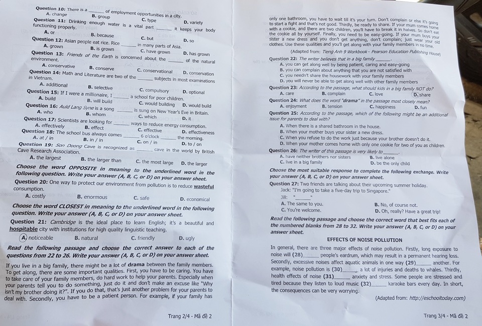 Khánh Hòa: Đề tiếng Anh vừa sức, kết thúc kỳ thi vào lớp 10 không chuyên - 3 Khánh Hòa: Đề tiếng Anh vừa sức, kết thúc kỳ thi vào lớp 10 không chuyên - 3