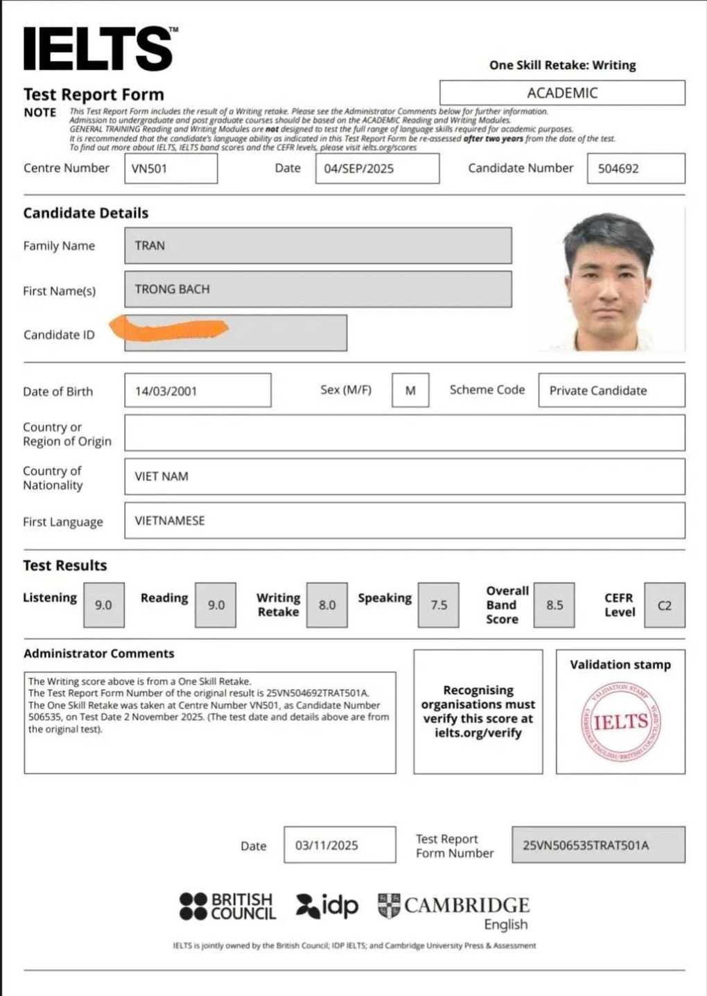 Hemligheten bakom att uppnå ett IELTS-poäng på 8,5 från en manlig samåkningsförare - 4 Bí quyết đạt IELTS 8.5 của nam tài xế xe ôm công nghệ - 4