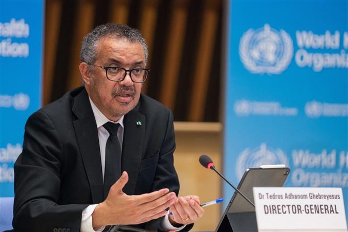 Tổng Giám đốc WHO Tedros Adhanom Ghebreyesus phát biểu tại cuộc họp báo ở Geneva, Thụy Sĩ ngày 12/2/2021. Ảnh: AFP/TTXVN