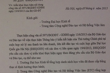 Bộ GD-ĐT giữ nguyên quan điểm xử lý văn bằng thạc sỹ ĐH Quốc gia Hà Nội