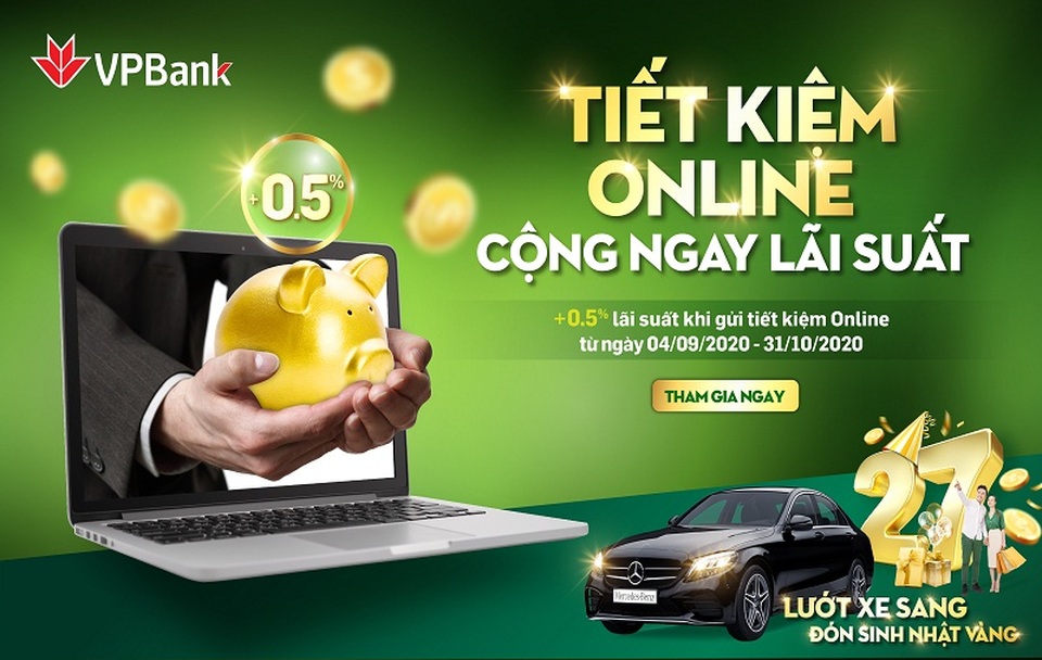 VPBank tặng thêm 0,5% lãi suất cho khách hàng gửi tiết kiệm online - 1 VPBank tặng thêm 0,5% lãi suất cho khách hàng gửi tiết kiệm online - 1