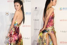 An Dĩ Hiên gặp sự cố với váy xẻ cao