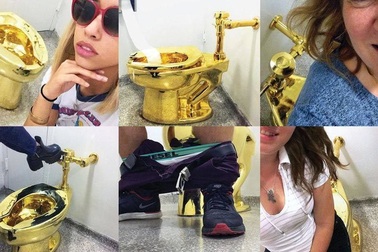 Hình ảnh bồn cầu vàng hơn trăm tỷ vừa bị đánh cắp