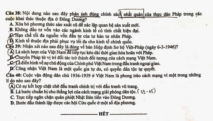 Gợi ý đáp án đề thi môn Lịch sử kỳ thi tốt nghiệp THPT 2021, đợt 1 - Ảnh 4.