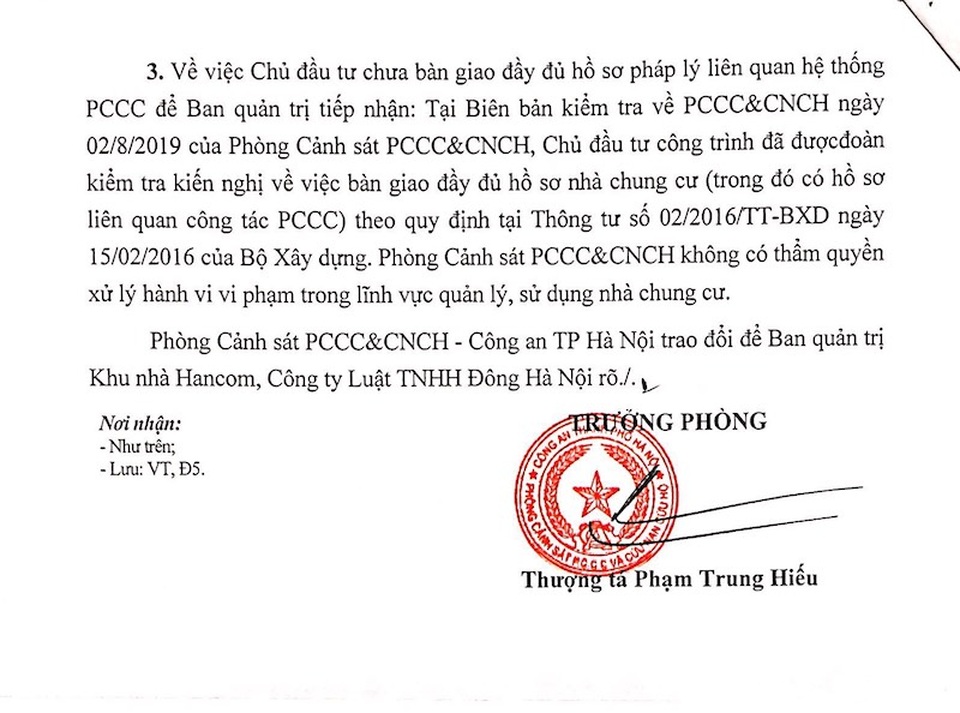 Toà chung cư đỏ đơn kêu cứu giữa thủ đô: “Tối hậu thư” từ cảnh sát phòng cháy, chữa cháy! - 5 Toà chung cư đỏ đơn kêu cứu giữa thủ đô: “Tối hậu thư” từ cảnh sát phòng cháy, chữa cháy! - 5