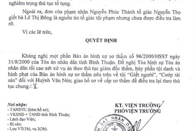 Khẩn trương xem xét kháng nghị vụ án Huỳnh Văn Nén