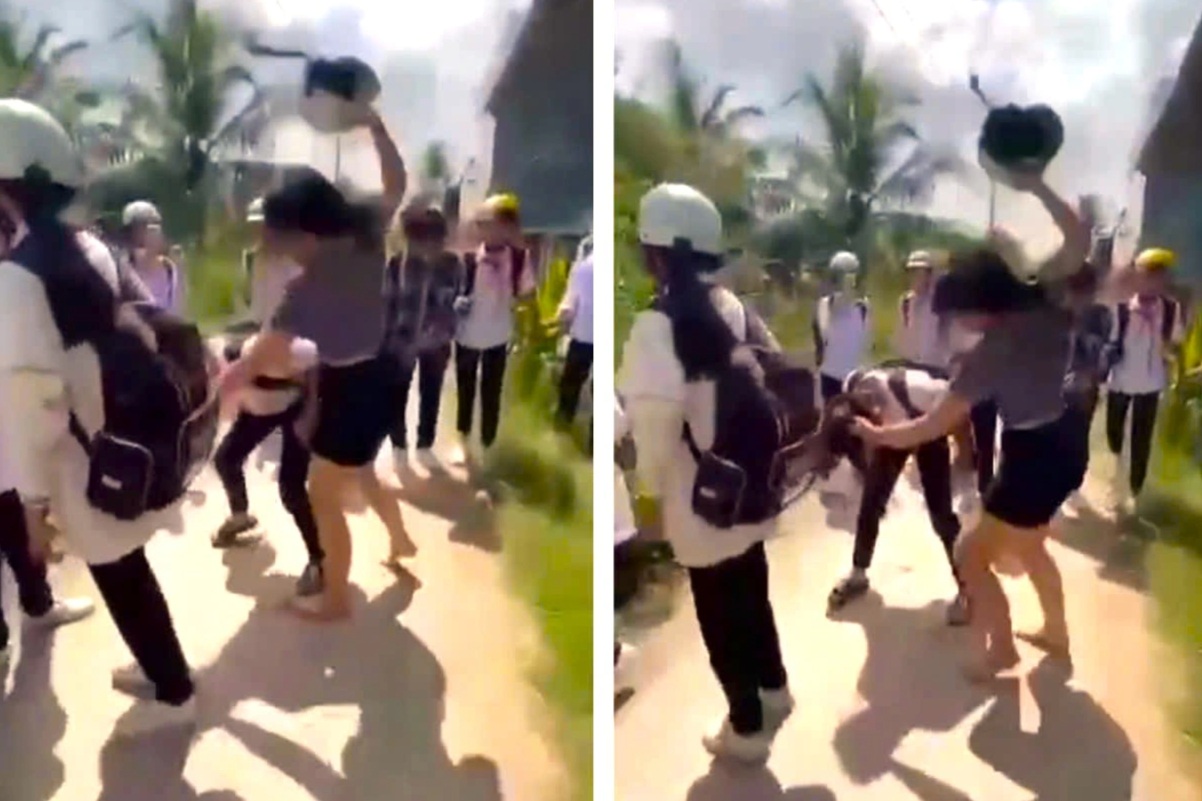 Spolužák na něj křičel, aby ho rychle uhodil, načež do něj vběhly dvě studentky, zmlátily ho a poslaly ho do nemocnice - 1 Bạn học liên tục hô đánh lẹ đi, 2 nữ sinh lao vào đánh bạn nhập viện - 1