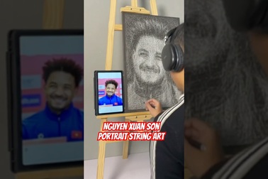 "Vẽ" chân dung Xuân Son từ 2.000 chiếc đinh, 800m sợi chỉ trong 7 ngày