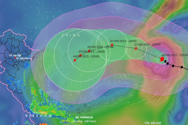 Siêu bão Saola ở giai đoạn mạnh nhất
