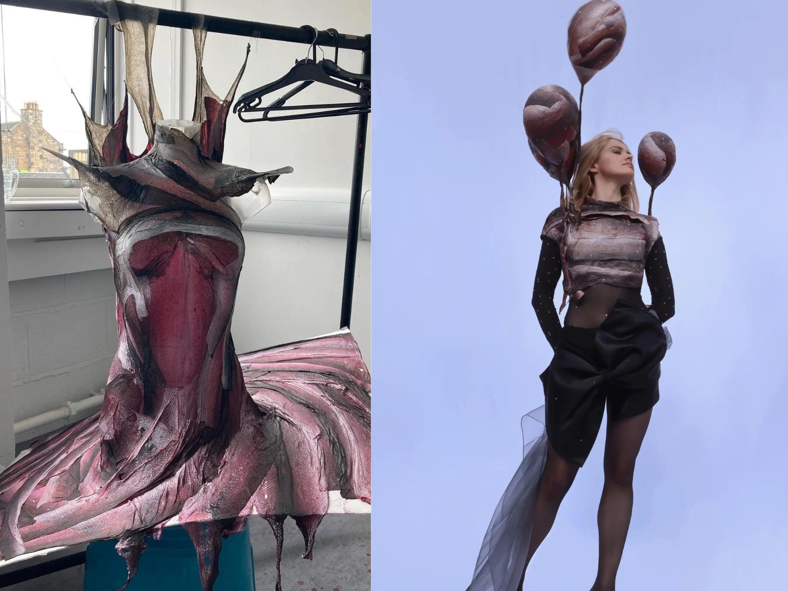 នារីដេរសម្លៀកបំពាក់ស្បែកត្រីសាលម៉ុន ទទួលការកុម្ម៉ង់ពីតារាហូលីវូដ - ១ Cô gái may váy bằng da cá hồi, được sao Hollywood đặt hàng - 1