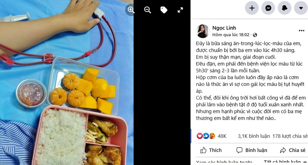 Chuyện xúc động phía sau hộp cơm cha chuẩn bị cho con gái đi chạy thận - 1 Chuyện xúc động phía sau hộp cơm cha chuẩn bị cho con gái đi chạy thận - 1