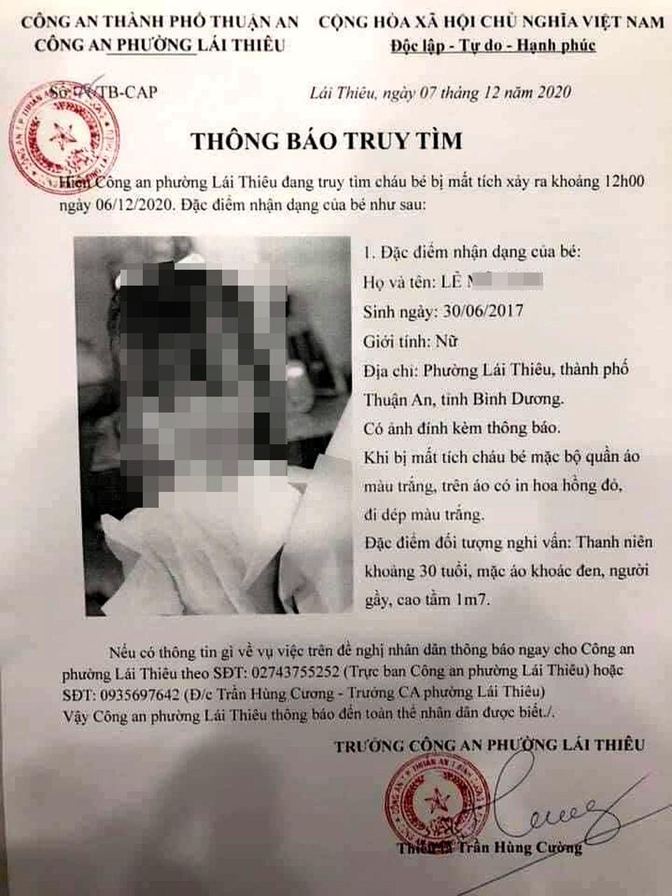 Dư luận hoang mang vì tin giả mạo bé gái bị bắt cóc - 1 Dư luận hoang mang vì tin giả mạo bé gái bị bắt cóc - 1