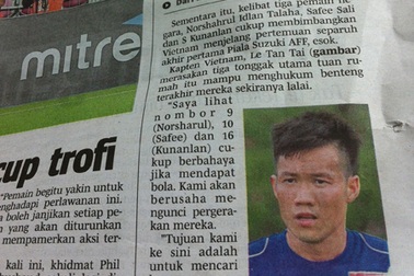 Tấn Tài và CĐV Việt Nam lên báo Malaysia