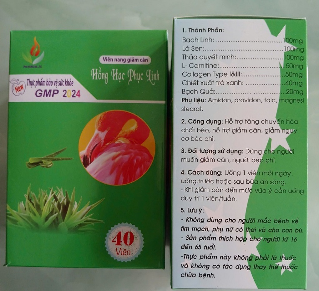 Viên nang giảm cân Hồng Hạc Phục Linh có chứa chất cấm gây hại tim mạch - 1 Viên nang giảm cân Hồng Hạc Phục Linh có chứa chất cấm gây hại tim mạch - 1