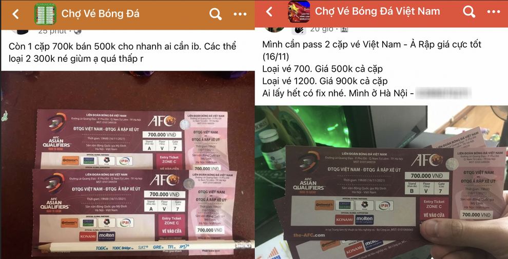 Vé chợ đen trận Việt Nam - Saudi Arabia giảm tới 50%, phe vé khóc ròng - 1 Vé chợ đen trận Việt Nam - Saudi Arabia giảm tới 50%, phe vé khóc ròng - 1