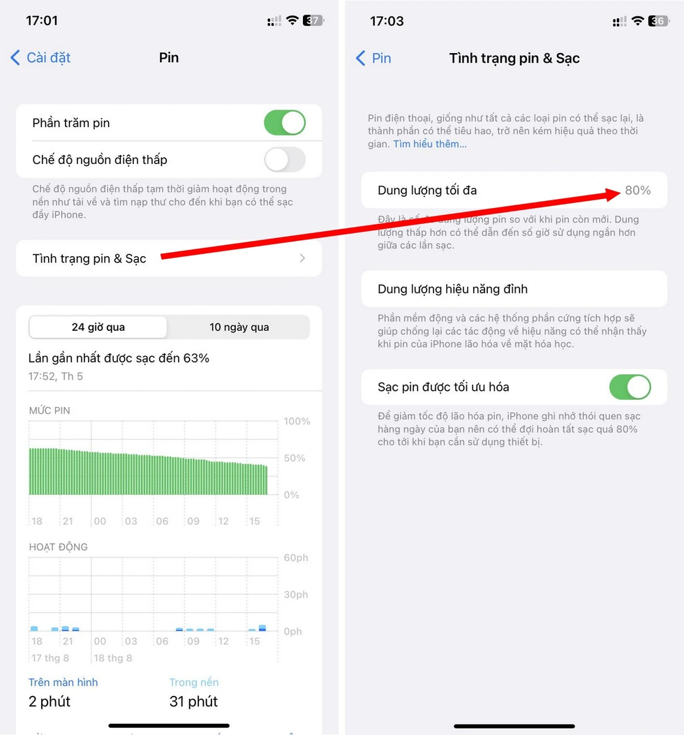 Kiểm tra tình trạng pin trên thiết bị sẽ giúp biết được pin smartphone hết nhanh vì chai hay do nhiễm mã độc (Ảnh chụp màn hình). Kiểm tra tình trạng pin trên thiết bị sẽ giúp biết được pin smartphone hết nhanh vì chai hay do nhiễm mã độc (Ảnh chụp màn hình).