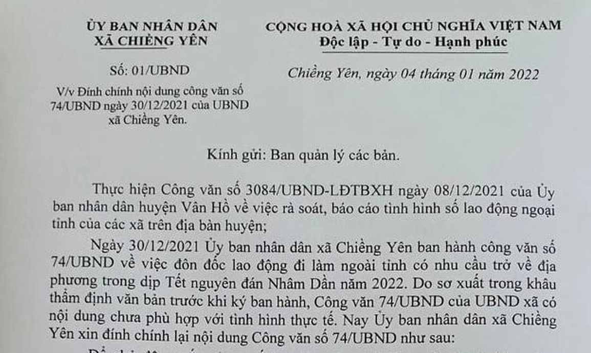 Lý do khó đỡ của vụ xã bắt dân về ăn Tết trước 22 ngày - 1 Lý do khó đỡ của vụ xã bắt dân về ăn Tết trước 22 ngày - 1