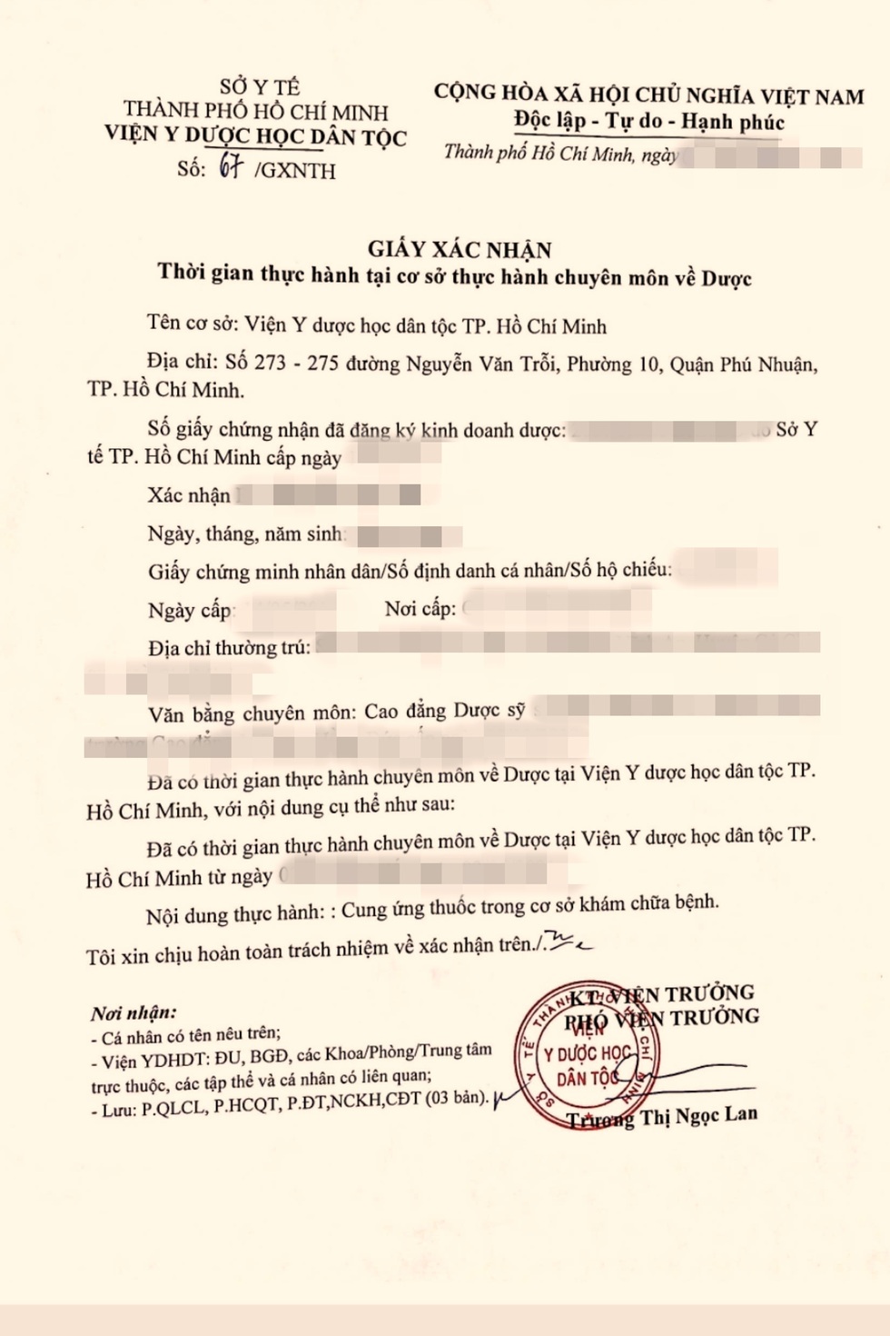 Viện Y dược học dân tộc TPHCM nói về việc đóng tiền xác nhận thực hành - 4 Viện Y dược học dân tộc TPHCM nói về việc đóng tiền xác nhận thực hành - 4