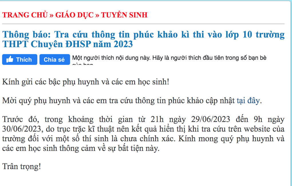 Hà Nội: Nhiều học sinh thi lớp 10 bất ngờ từ đỗ thành trượt chuyên Sư phạm - 1 Hà Nội: Nhiều học sinh thi lớp 10 bất ngờ từ đỗ thành trượt chuyên Sư phạm - 1