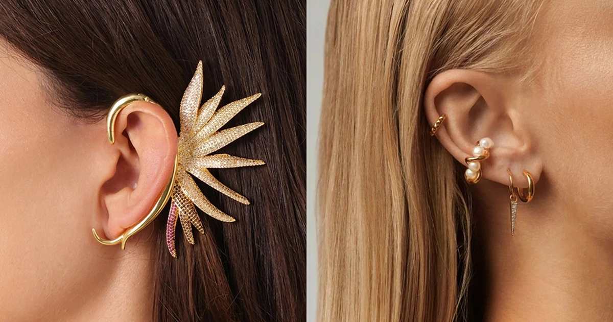 Hoa tai ear cuff với những đường nét thanh mảnh, tách rời, tạo vẻ ngoài trang nhã, thanh lịch khi đeo (Ảnh: Monica Vinader).