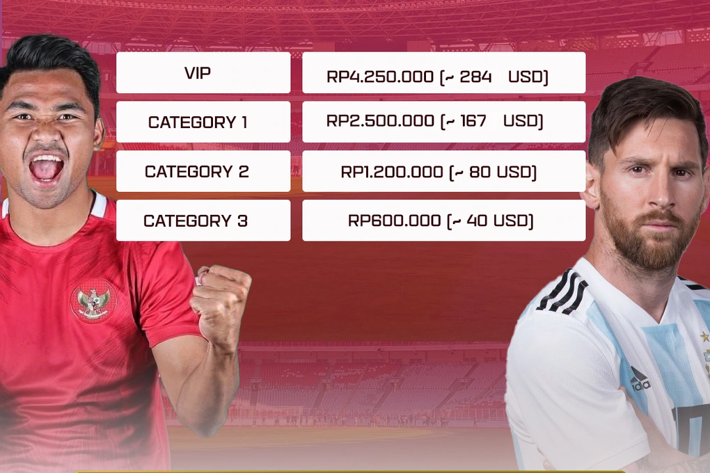 Công bố giá vé trận Indonesia - Argentina: Không đắt như tưởng tượng - 1 Công bố giá vé trận Indonesia - Argentina: Không đắt như tưởng tượng - 1