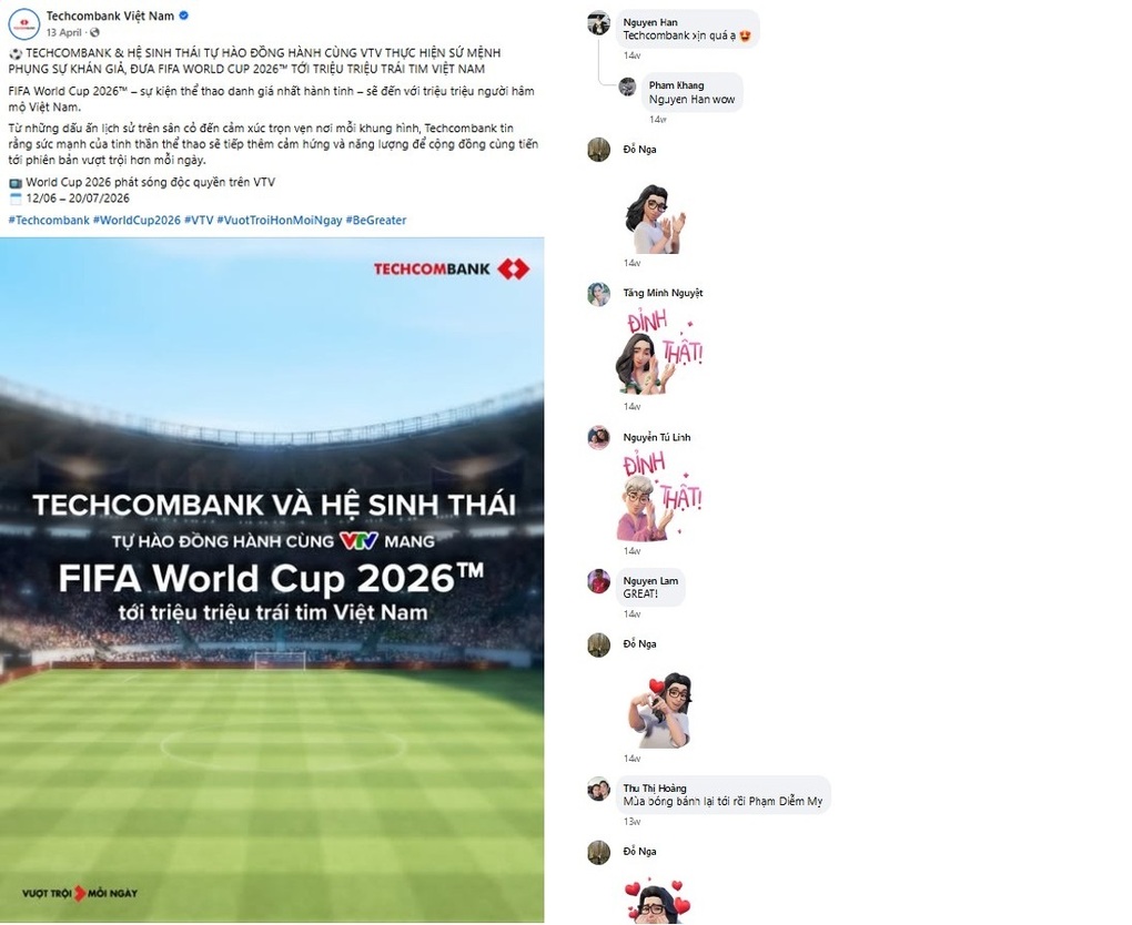 Dấu ấn Techcombank - Nhà tài trợ Quốc gia bản quyền phát sóng kỳ FIFA World Cup 2026 - 1 Dấu ấn Techcombank - Nhà tài trợ Quốc gia bản quyền phát sóng kỳ FIFA World Cup 2026 - 1