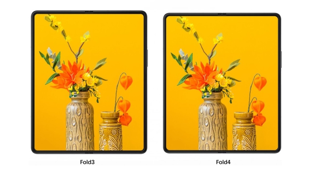 Hình ảnh cho thấy kích thước màn hình Galaxy Z Fold4 sẽ có đôi chút thay đổi so với phiên bản cũ (Ảnh: Twitter). Hình ảnh cho thấy kích thước màn hình Galaxy Z Fold4 sẽ có đôi chút thay đổi so với phiên bản cũ (Ảnh: Twitter).