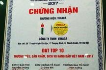 Cty Vinaca có thuốc ung thư từ bột tre từng nhận giải Top 10 thương hiệu hàng đầu Việt Nam?