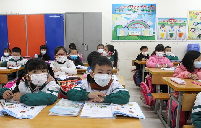 Một giờ học của học sinh Trường Tiểu học Sài Sơn A (huyện Quốc Oai).