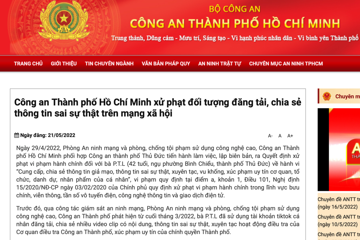 Xử phạt người phụ nữ đăng clip sai sự thật ủng hộ bà Phương Hằng - 1 Xử phạt người phụ nữ đăng clip sai sự thật ủng hộ bà Phương Hằng - 1