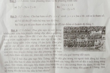 Đua ghe ngo vào đề Toán thi lớp 10 ở Sóc Trăng