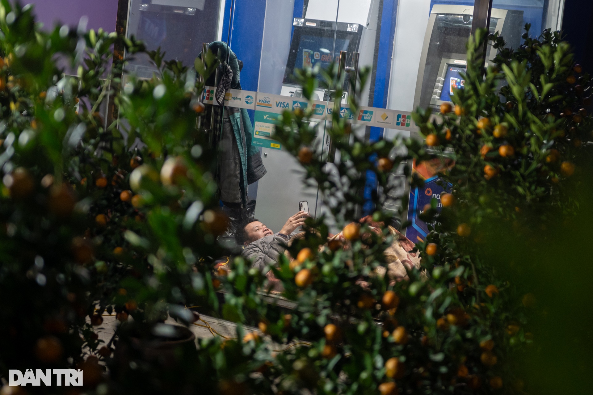 Tiểu thương tránh rét trong cây ATM, xuyên đêm trông đào, quất - 5 Tiểu thương tránh rét trong cây ATM, xuyên đêm trông đào, quất - 5