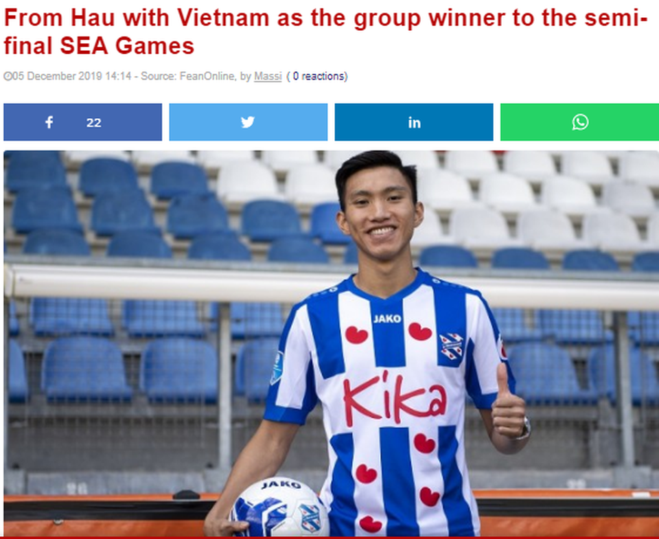 CLB Heerenveen chúc mừng Văn Hậu và U22 Việt Nam vào bán kết - 2 CLB Heerenveen chúc mừng Văn Hậu và U22 Việt Nam vào bán kết - 2